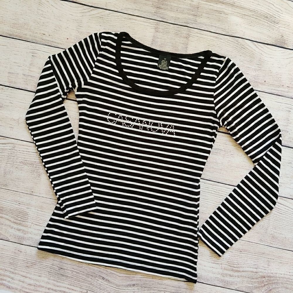 Perry Ellis striped embellished Casanova tee